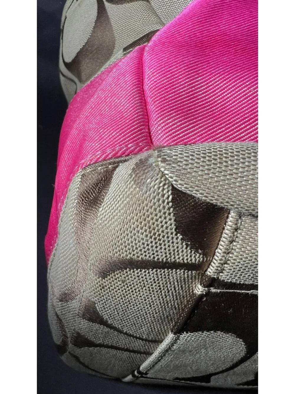 Coach Signature Stripe Diaper/Tote Bag With Pink Trim - Stylish & Functional Bro